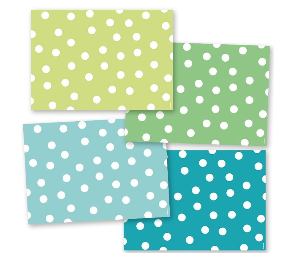 Paper Placemats, 4 patterns x 12 sheets, POLKA AQUA, 42 x 30 cm, Assorted
