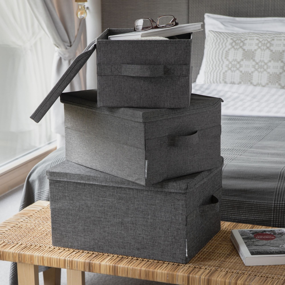 Box with lid, BIGSO LARGE SOFT STORAGE, 45 x 34 x H25 cm, Grey
