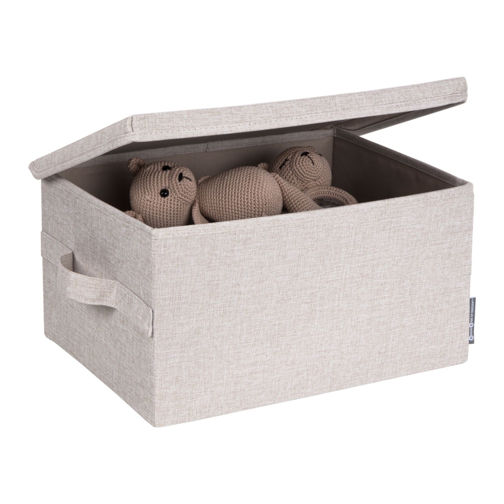 Box with lid, BIGSO MEDIUM SOFT STORAGE, 40 x 30 x H 22 cm, Beige