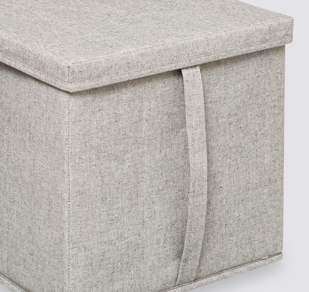 Box with lid, ORGA STORAGE BOX CUBE, 31 x 31 x H 31 cm, Beige-Grey
