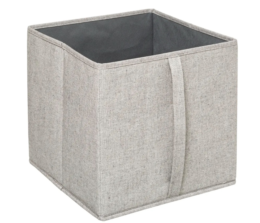 Box with lid, ORGA STORAGE BOX CUBE, 31 x 31 x H 31 cm, Beige-Grey
