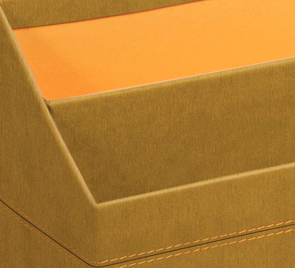 Letter stand in leatherette, RHODIA RHODIARAMA, 26 x 10,5 x H14 cm, Gold / Orange
