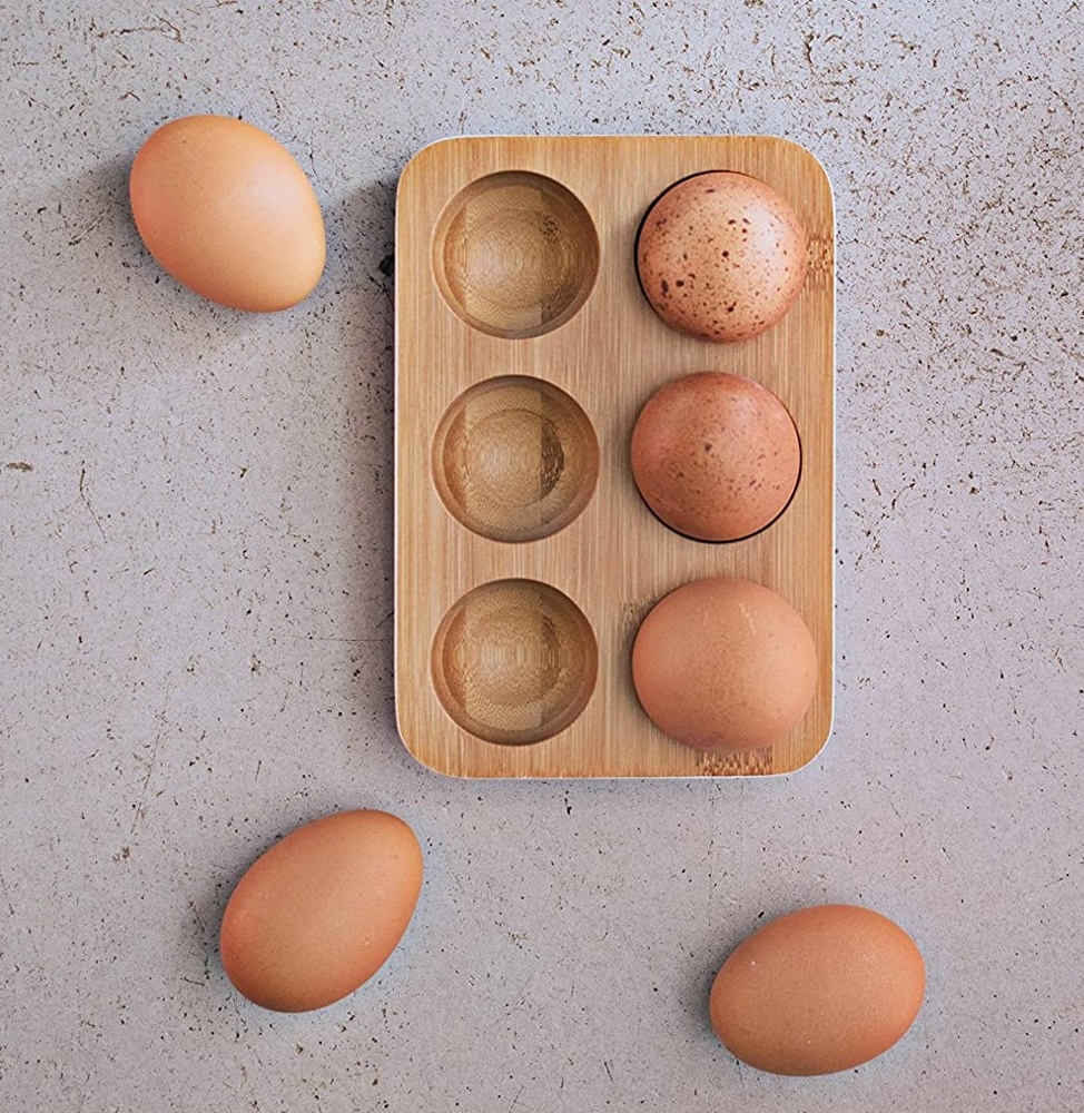 Tray for 6 Eggs, Bamboo, PEBBLY ECO EGG TRAY, 17,5 x 12 cm, Nature