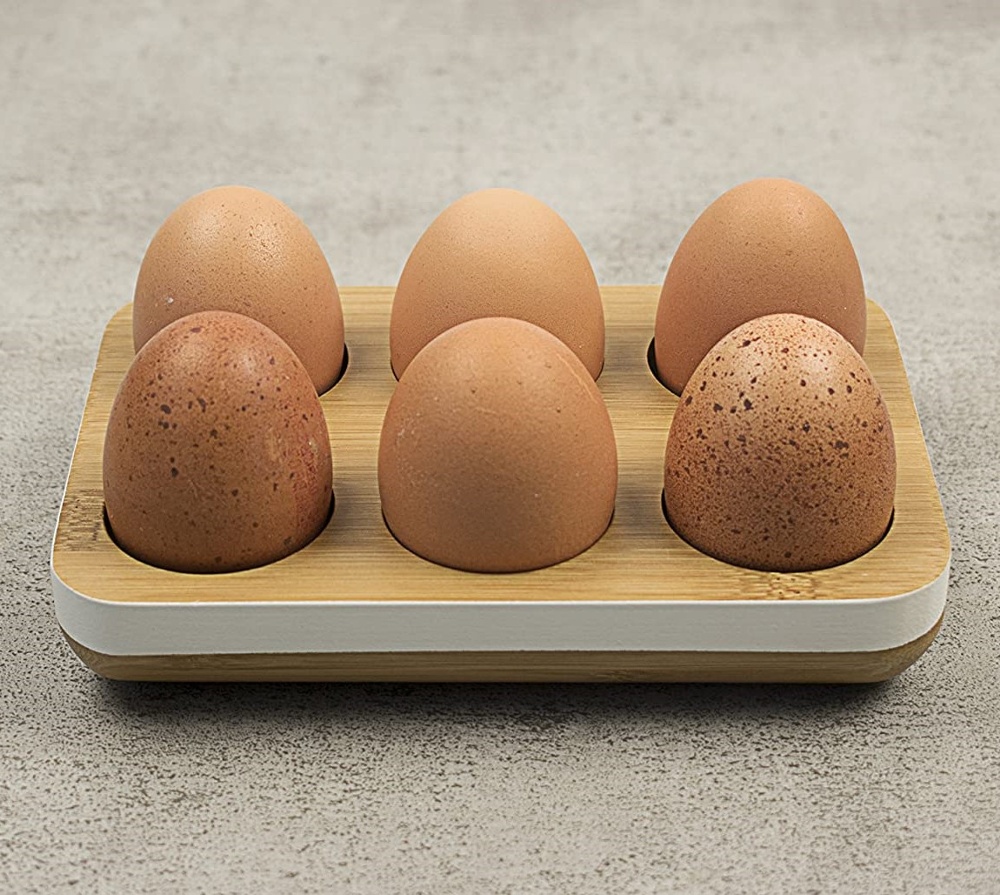 Tray for 6 Eggs, Bamboo, PEBBLY ECO EGG TRAY, 17,5 x 12 cm, Nature