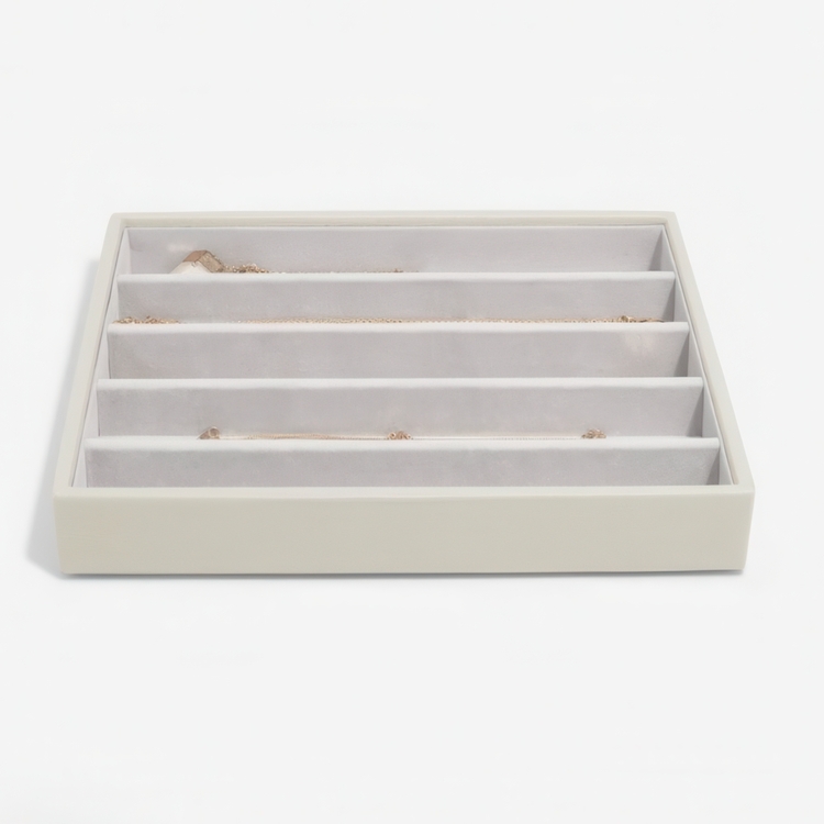 Tray for Necklaces, 5 Compartments, CLASSIC STACKERS, 25 x 18 x H 3,7 cm, Oatmeal