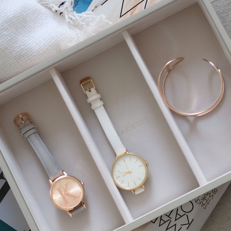 Tray for Watches and more, 3 Compartments, Deep, CLASSIC STACKERS, 25 x 18 x H 6 cm, Pebble Grey
