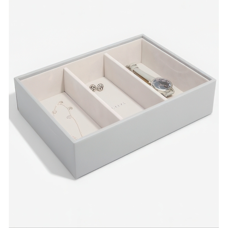 Tray for Watches and more, 3 Compartments, Deep, CLASSIC STACKERS, 25 x 18 x H 6 cm, Pebble Grey