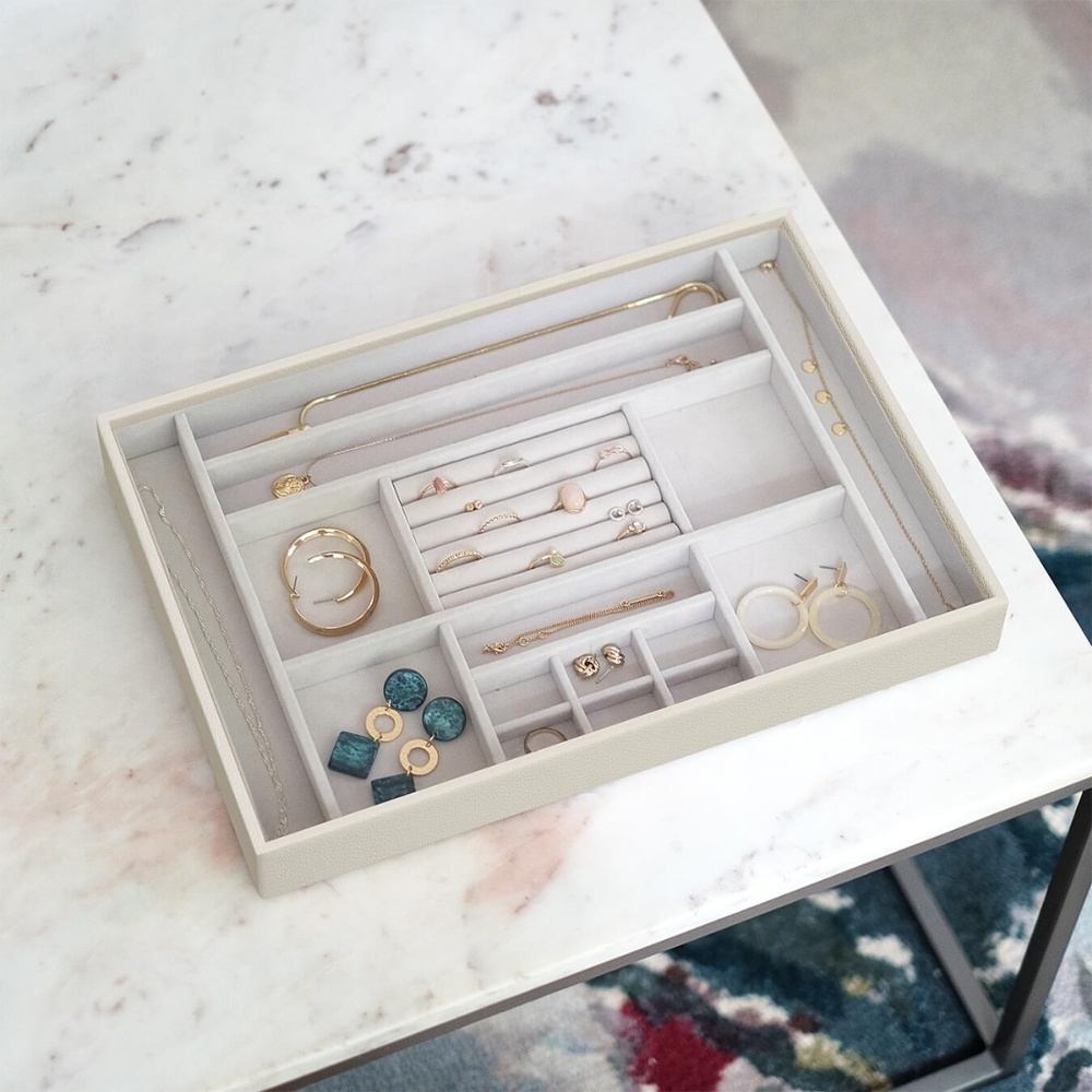 Jewellery Tray, 16 Sections, SUPERSIZE STACKERS, 36 x 25 x H 4 cm, Oatmeal