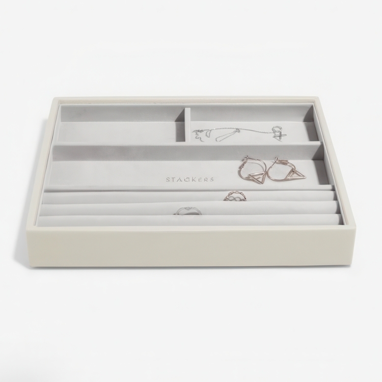 Tray for Jewellery, 4 Compartments, CLASSIC STACKERS, 25 x 18 x H 3,7 cm