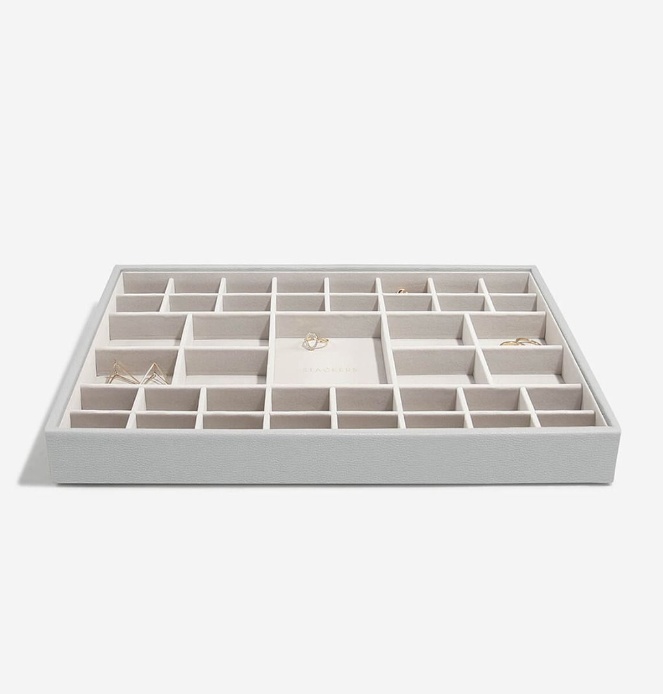 Jewellery Tray, 41 Sections, SUPERSIZE STACKERS, 36 x 25 x H 4 cm, Pebble Grey