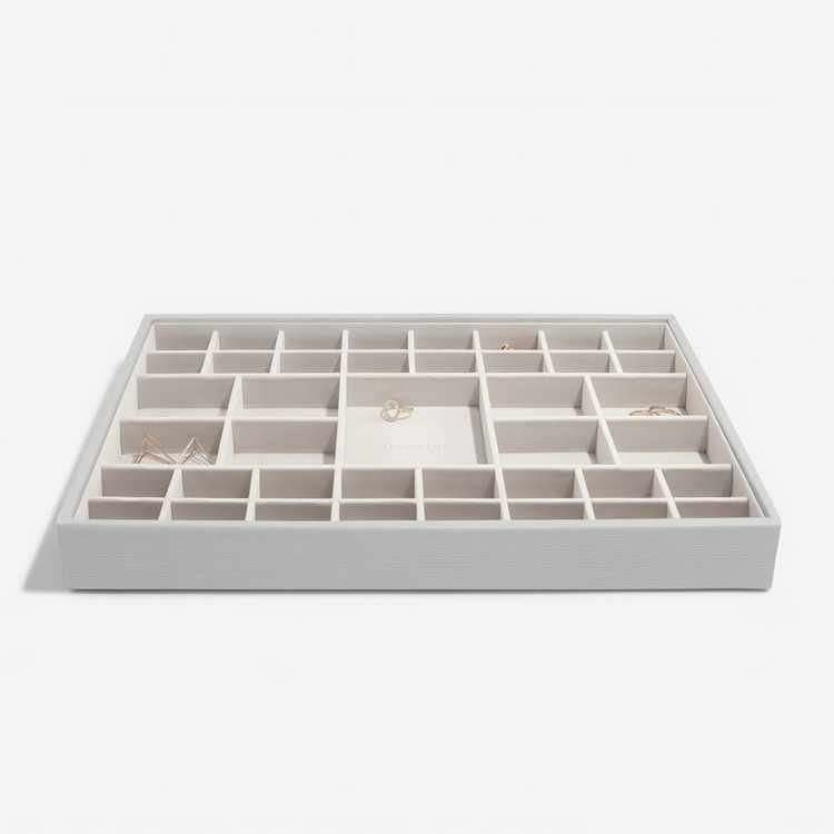 Jewellery Tray, 41 Sections, SUPERSIZE STACKERS, 36 x 25 x H 4 cm, Pebble Grey