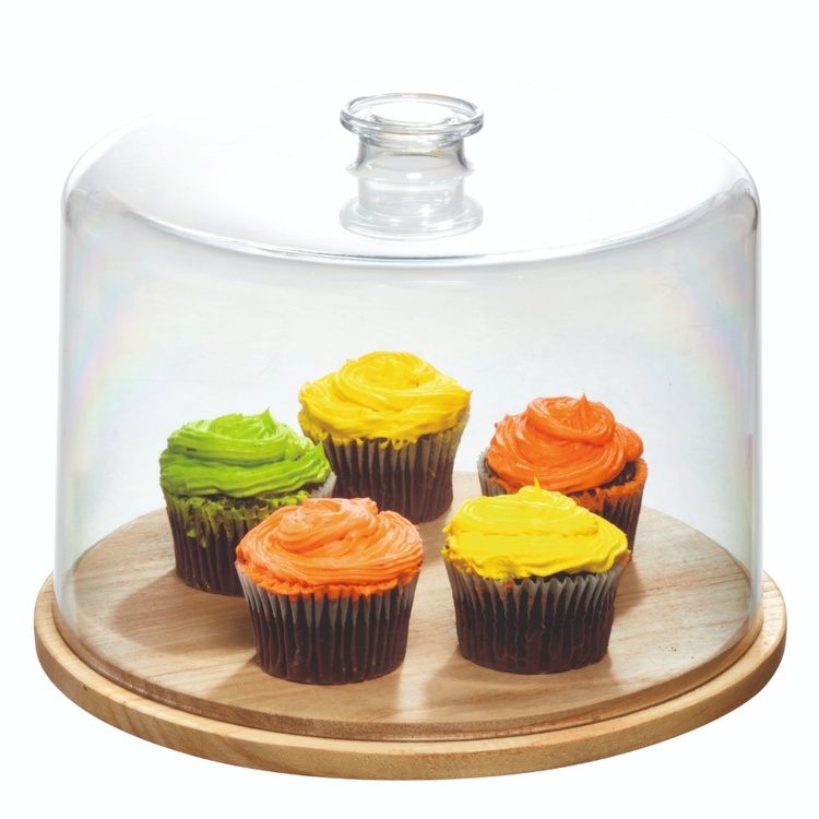Cake tray with lid, PANSINO CAKE DOME, Ø 37 x H 16 cm , Transparent / Natural