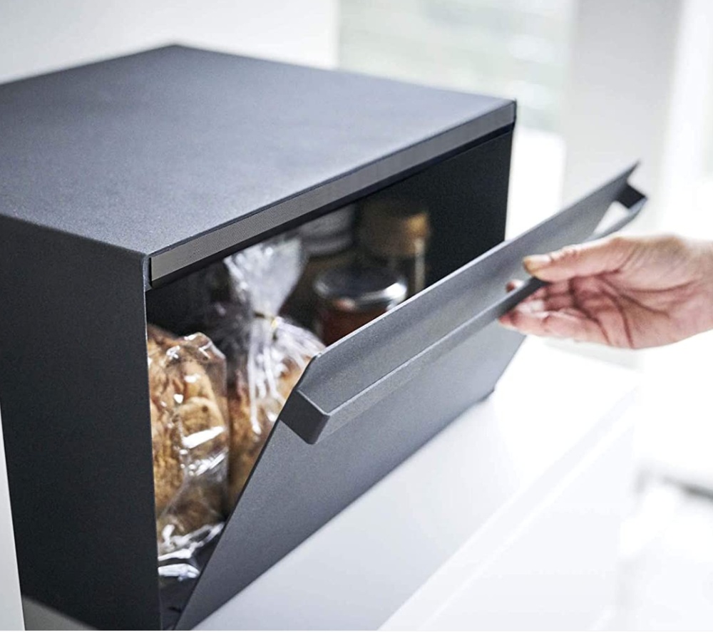 Steel Bread box, TOWER BREAD CASE, 40 x 34,5 x H 24 cm, Yamazaki, Black