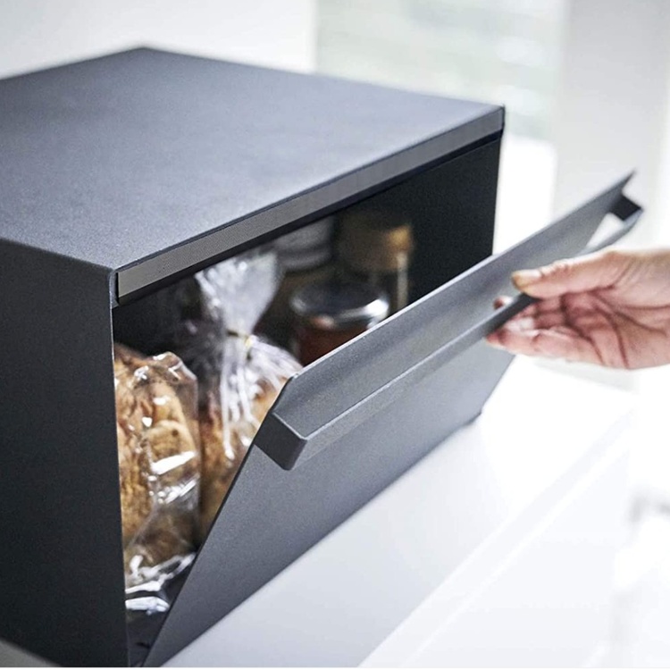 Steel Bread box, TOWER BREAD CASE, 40 x 34,5 x H 24 cm, Yamazaki, Black