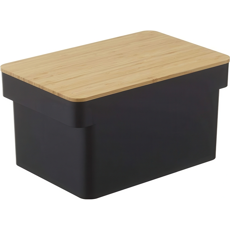 Bread box with cutting board bambo, TOWER BREAD CASE,, Yamazaki, Black