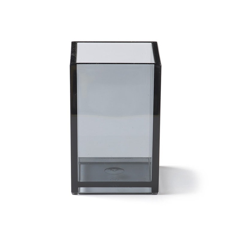 Pen cup / Bathroom Tumbler PALASET, 6,5 x 6,5 x H 10 cm, Transparent grey