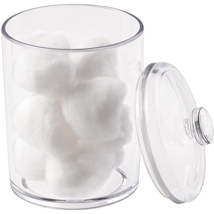 Canister, COTTON, Ø 8,5 x H13 cm, Clear acrylic