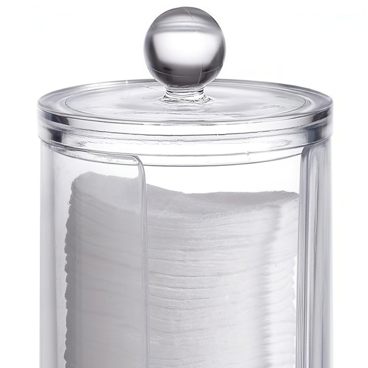 Cotton pads Jar, MAKE UP, Ø 7,5 x H 20 cm, Clear acrylic