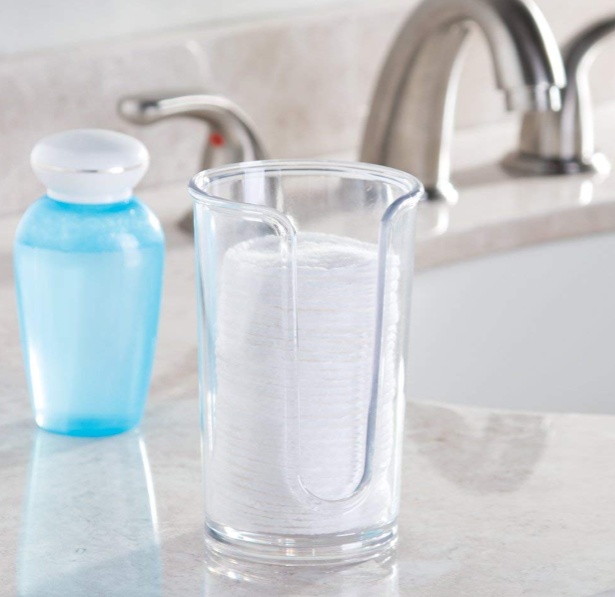 Cotton pads Dispenser, RPET CLARITY, Ø7,5 x H12 cm, Transparent
