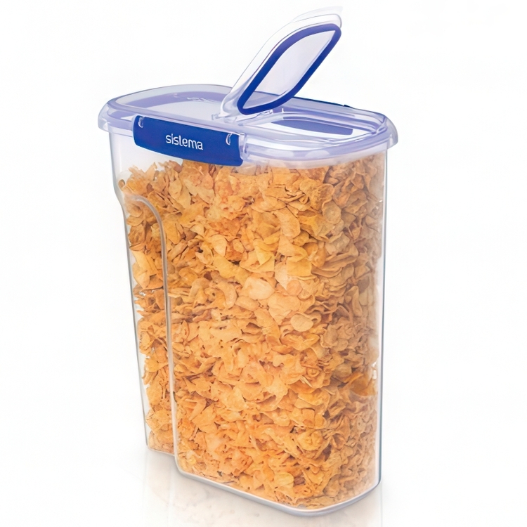 Box for Cereal, Large, 4,2 L, KLIP IT +, Sistema, Clear / Blue
