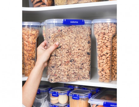 Box for Cereal, Large, 4,2 L, KLIP IT +, Sistema, Clear / Blue