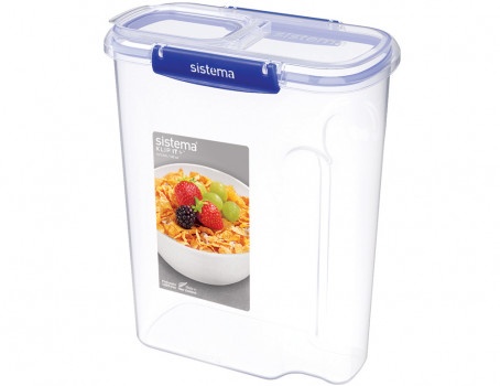 Box for Cereal, Large, 4,2 L, KLIP IT +, Sistema, Clear / Blue