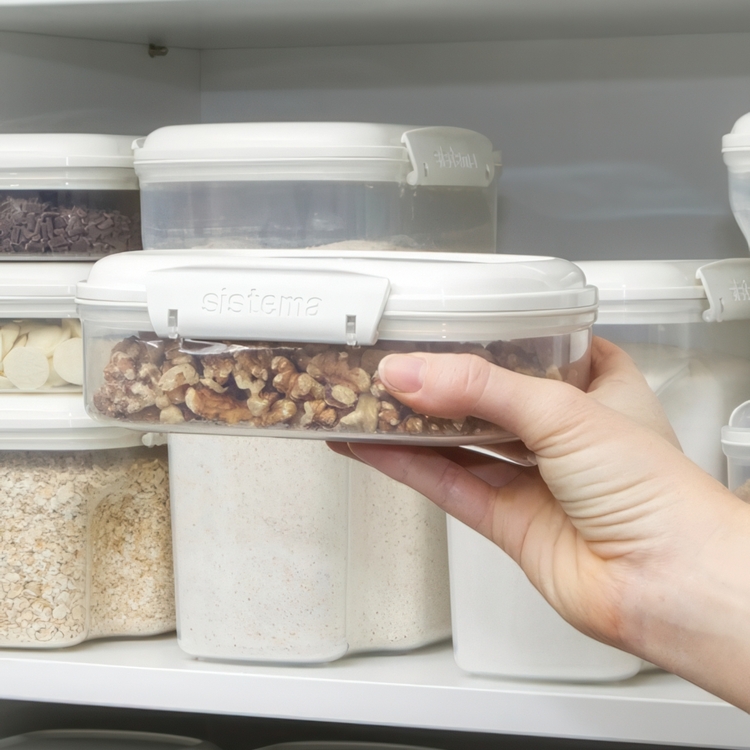 Jar, for nuts, grain, 685 ml, SISTEMA BAKE IT, Klar / Vit