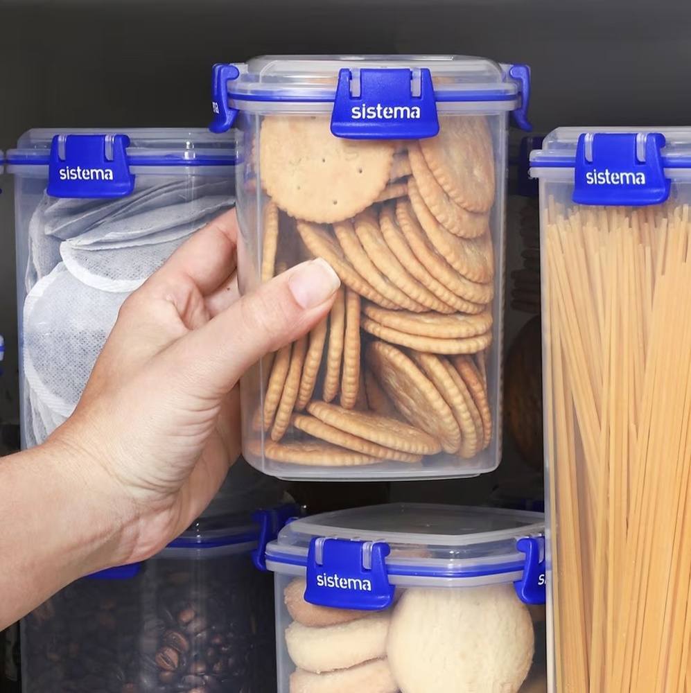 Canister, 0,9 L, KLIP IT PLUS CRACKER, Clear / Blue