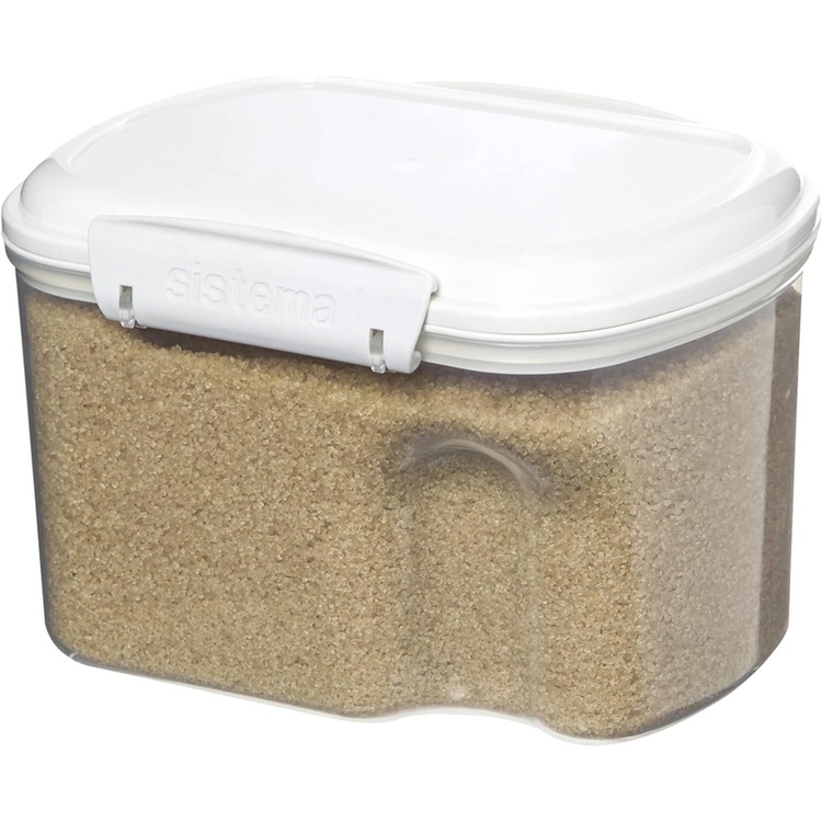 Jar, for flour, grain, etc. 1,56 L, SISTEMA BAKE IT, Clear / White