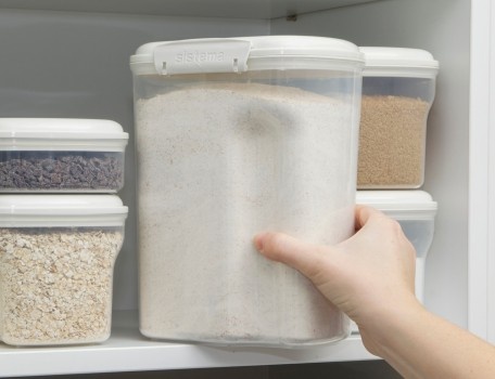 Jar, for flour, grain, etc, 3,35 L, BAKE IT, Transparent / White