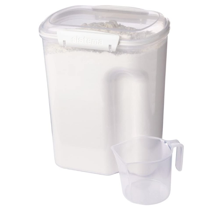 Jar, for flour, grain, etc, 3,35 L, BAKE IT, Transparent / White
