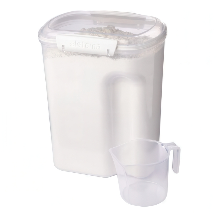 Jar, for flour, grain, etc, 3,35 L, BAKE IT, Transparent / White