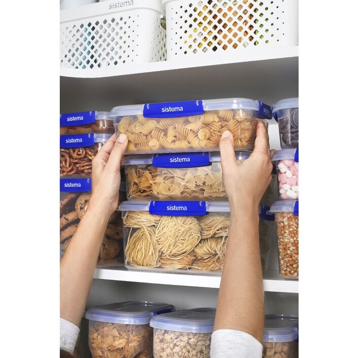 Bakery box, 3,5 L, KLIP IT PLUS, 27 x 26 x H 8 cm, Clear / Blue