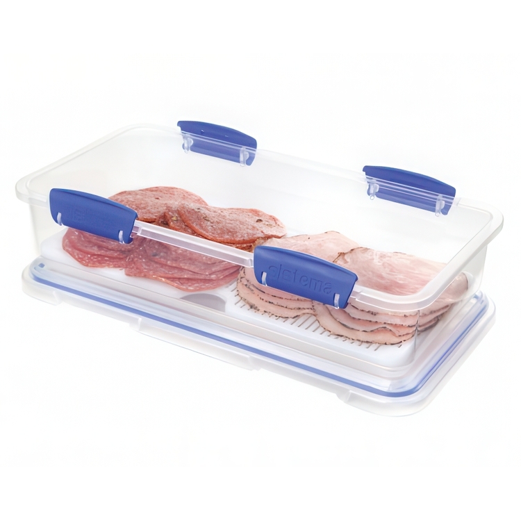 Fridge storage, Long Rectangle, DELI STORER, 1,75 L, Klear / Blue