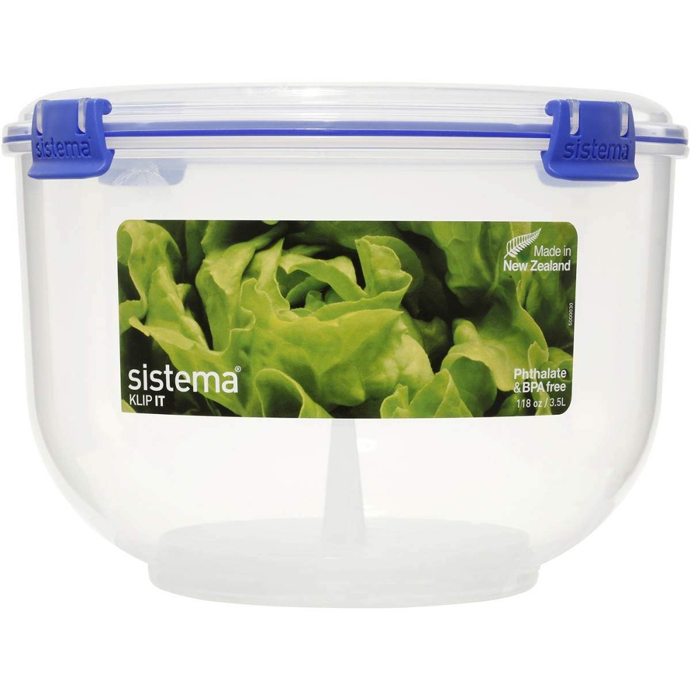 Lettuce crisper, KLIP-IT, Ø 22 x H 15 cm, Clear / Blue