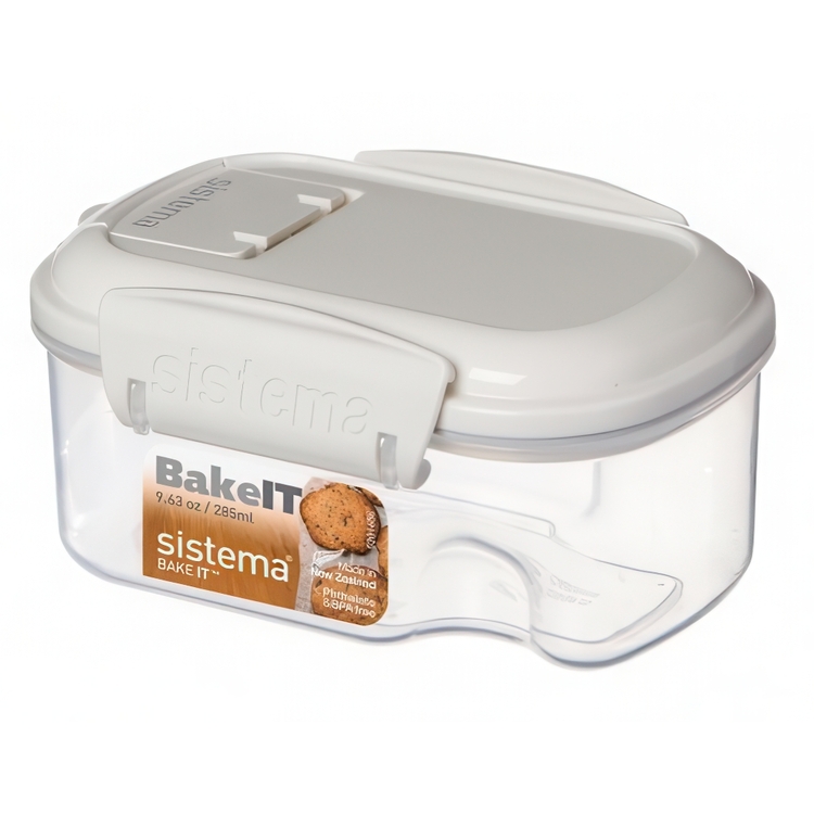 Jar, for grains, nuts, etc. Small, 285 ml, SISTEMA BAKE IT STACK & POUR, Clear / White