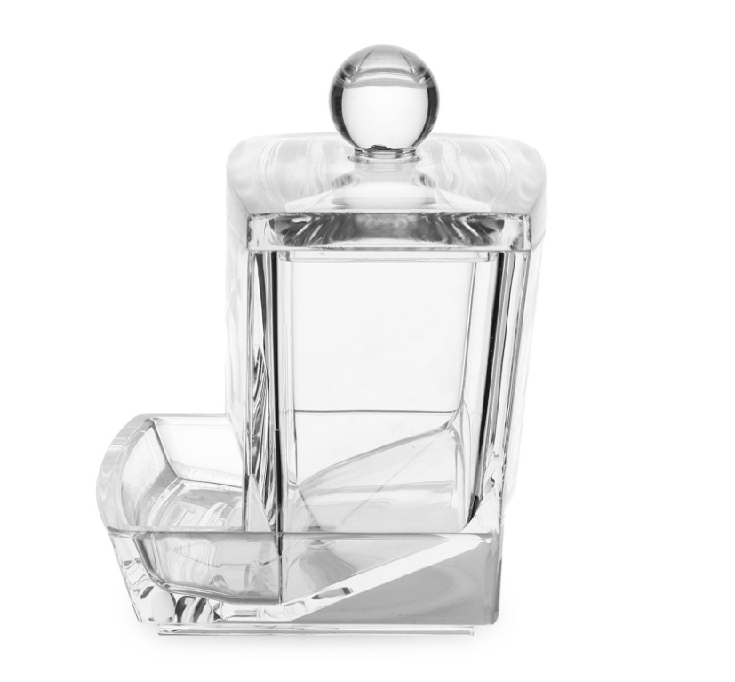 Dispenser for Cotton Buds, Q-TIP DISTRIBUTOR, 9,3 x 8,3 x H 10 cm, Clear