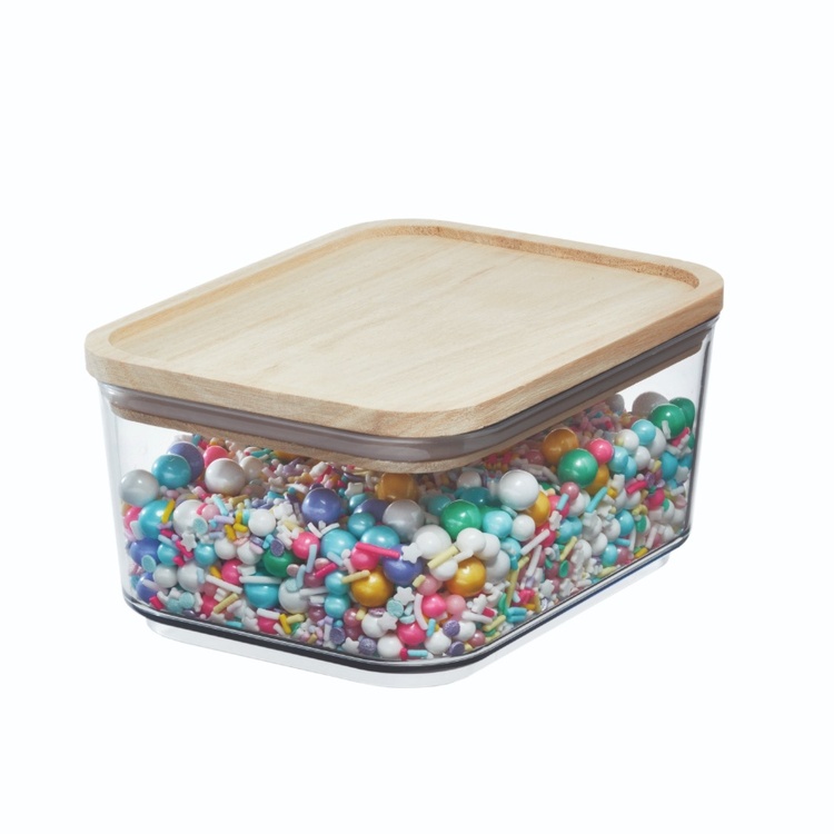 Container for Dry Food, 0,8 L, PANSINO RPET SMALL CANISTER, 16 x 12 x H 8 cm , Transparent / Natural