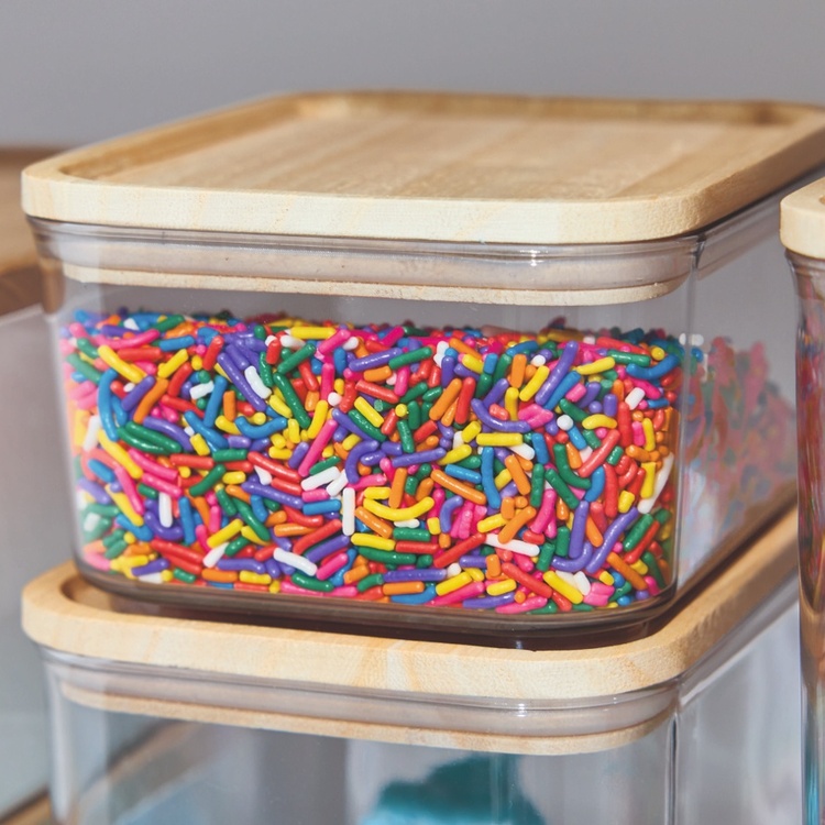 Container for Dry Food, 0,8 L, PANSINO RPET SMALL CANISTER, 16 x 12 x H 8 cm , Transparent / Natural