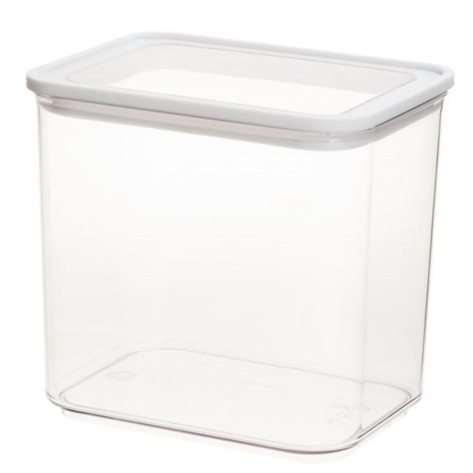 Container for Dry Food, 2 L, ID ECOZEN MEDIUM CANISTER, 16 x 12 x H 15 cm , Clear / white