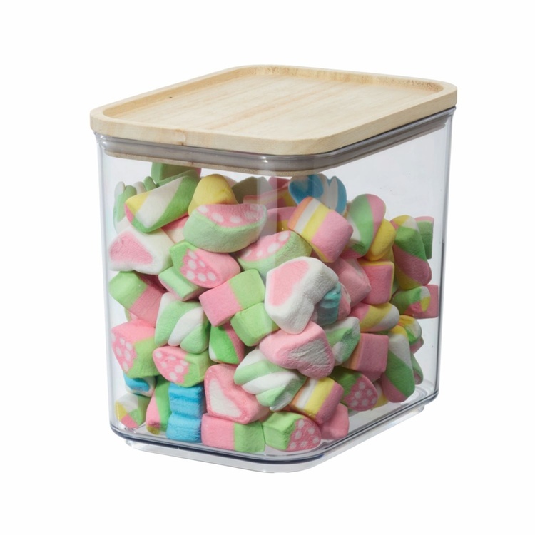 Container for Dry Food, 2 L, PANSINO RPET MEDIUM CANISTER, 16 x 12 x H 15,5 cm , Transparent / Natural