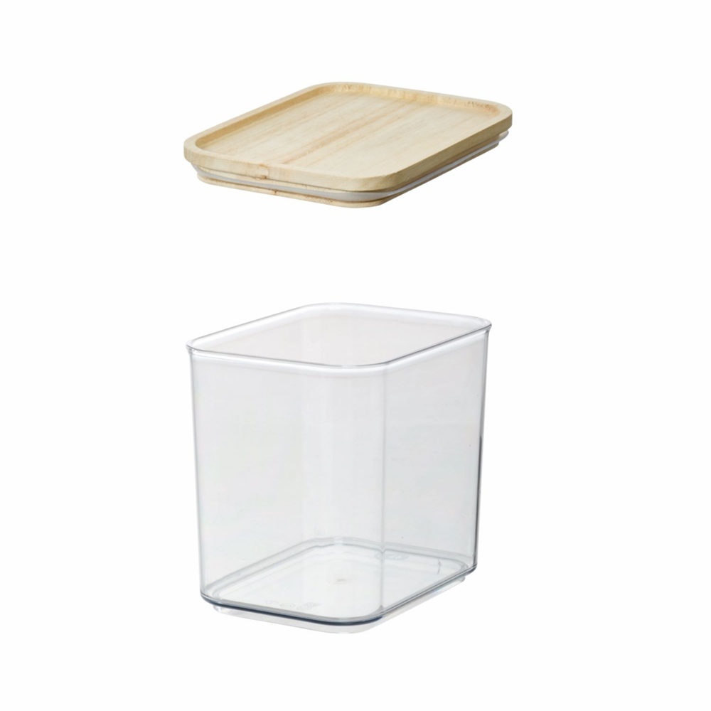 Container for Dry Food, 2 L, PANSINO RPET MEDIUM CANISTER, 16 x 12 x H 15,5 cm , Transparent / Natural