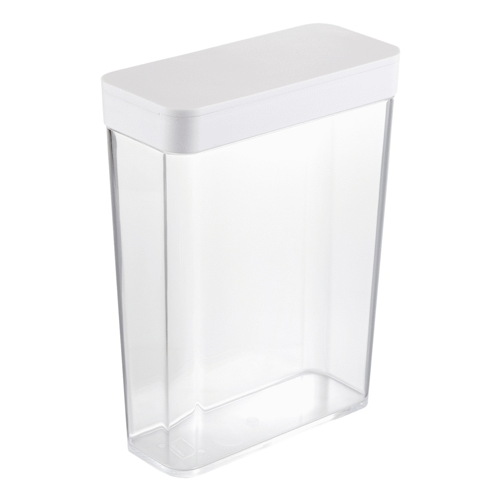 Container for Dry Food, Airtight, 2,3L, TOWER, 19 x 8,5 x H 24,5 cm, Yamazaki, Clear / White
