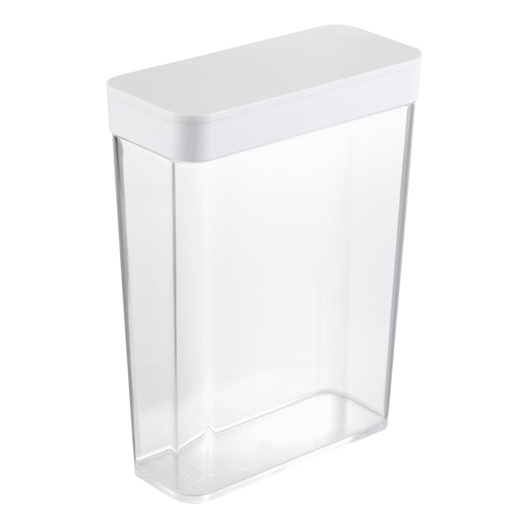 Container for Dry Food, Airtight, 2,3L, TOWER, 19 x 8,5 x H 24,5 cm, Yamazaki, Clear / White