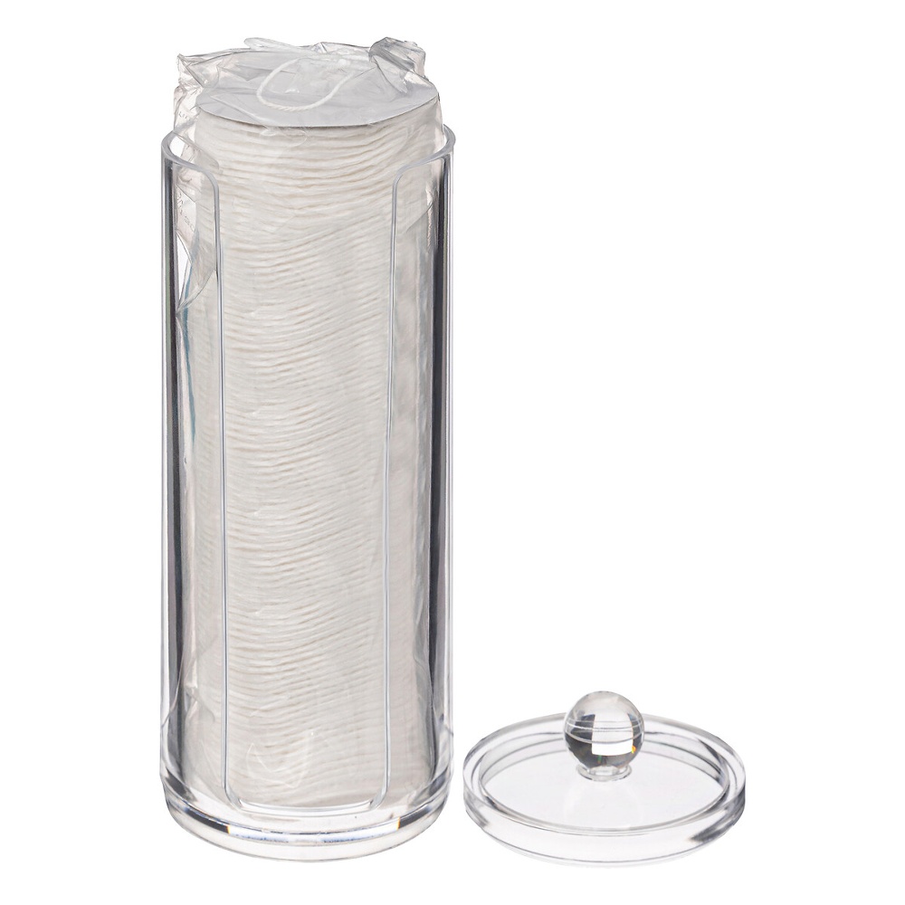 Cotton Pad Dispenser, with Pads, SELENA, Ø 7,5 x H 20 cm, Clear