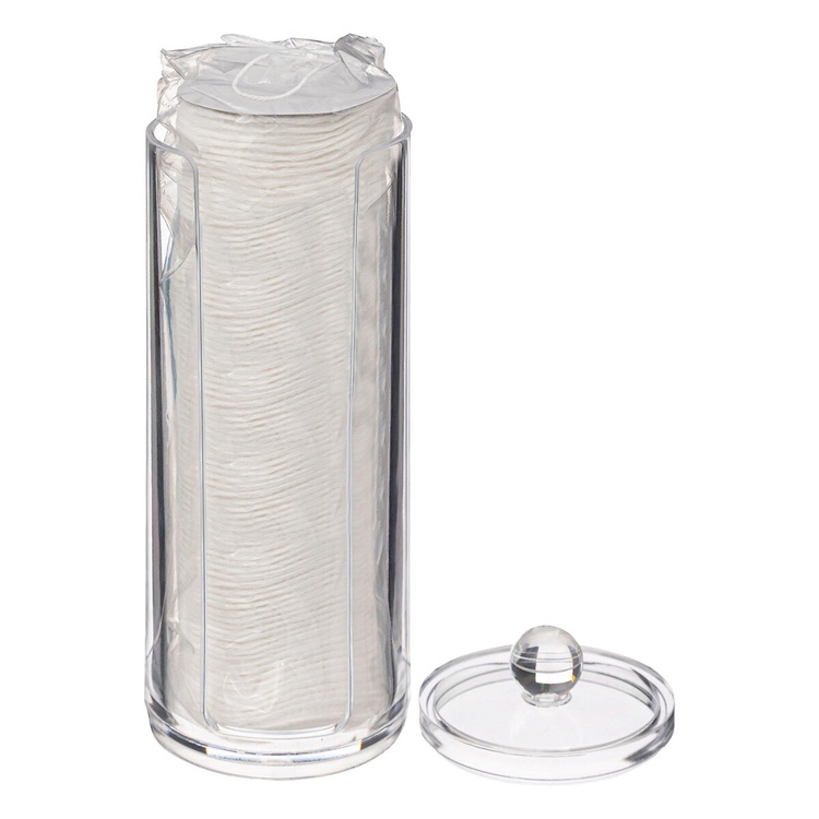 Cotton Pad Dispenser, with Pads, SELENA, Ø 7,5 x H 20 cm, Clear