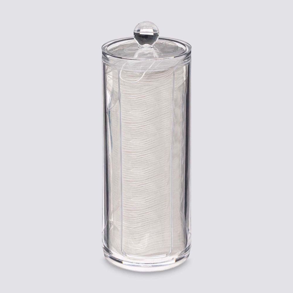 Cotton Pad Dispenser, with Pads, SELENA, Ø 7,5 x H 20 cm, Clear