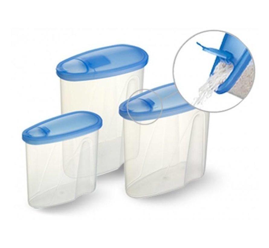 Food Box with Flip Lid, 0,9 L, CLUB CUISINE PITCHER SMALL, Transparent / Blue