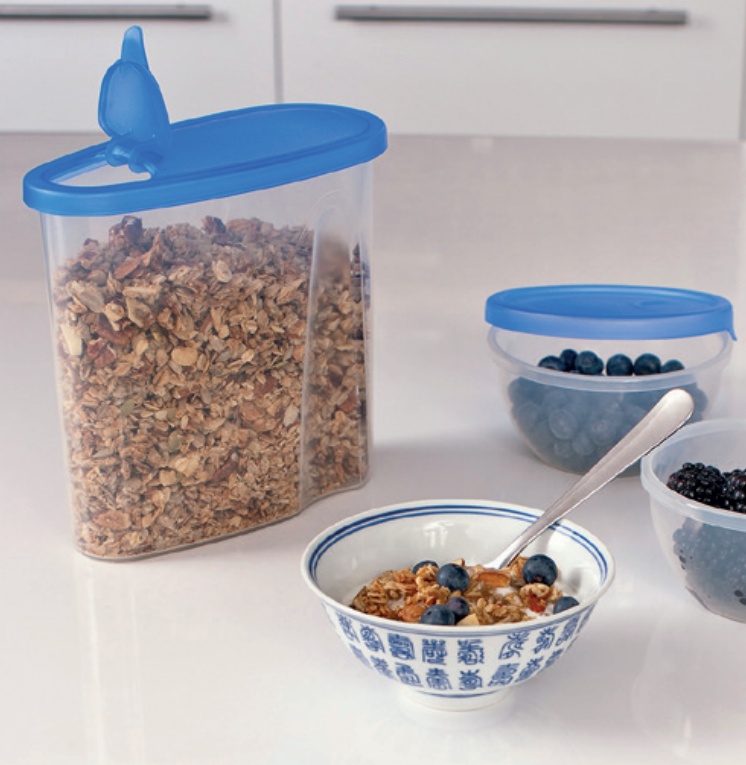 Food Box with Flip Lid, 1,8 L, CLUB CUISINE PITCHER MEDIUM, Transparent / Blue