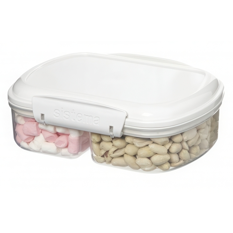 Two-part split jar, 630 ml, SISTEMA BAKE IT SPLIT, Clear / White